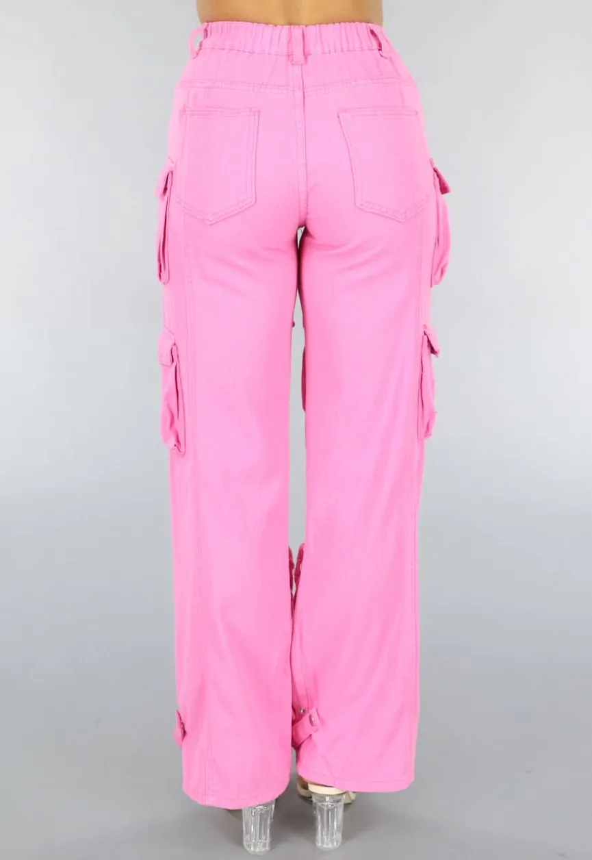 Roze Cargo Jeans met Gaten