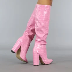 Roze Croco Laars met Spitse Neus