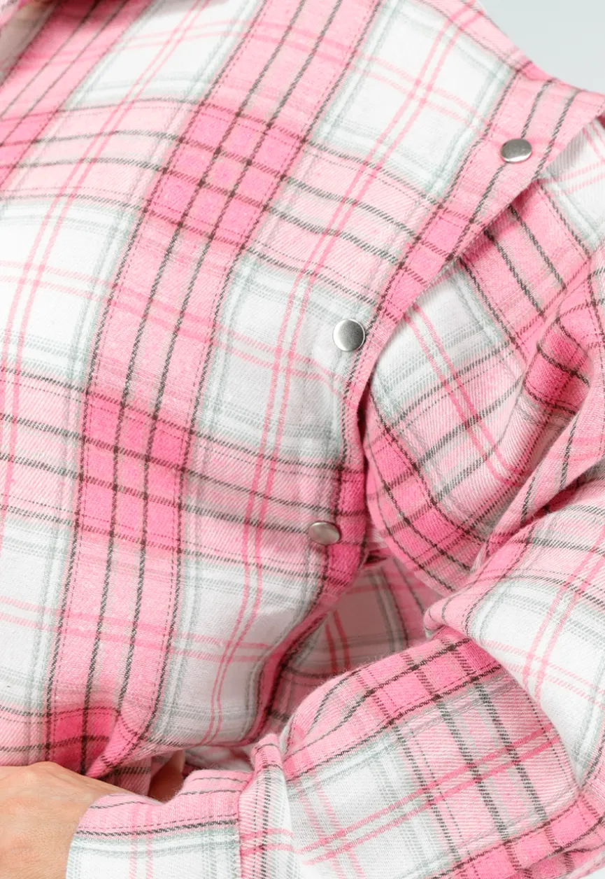 Roze en Wit Geruite Houthakkers Blouse met Ruiten
