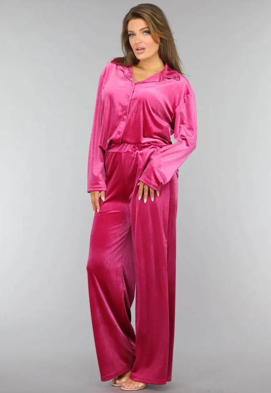 Roze Fluwelen Two Piece