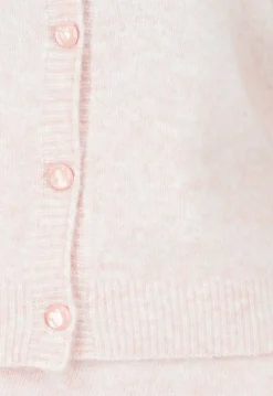 Roze Gebreid Vest met Lange Mouwen en Knoopsluiting