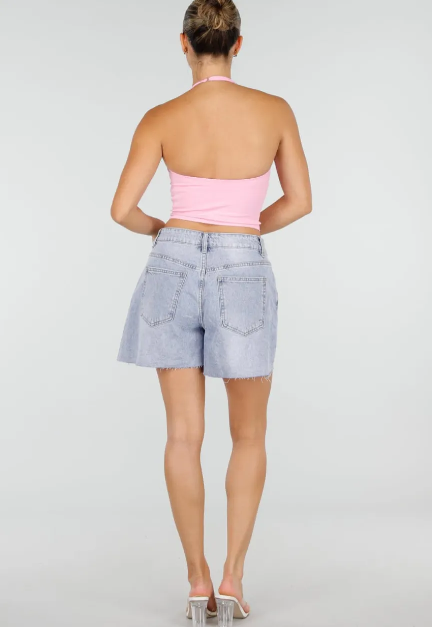 Roze Halter Sport Top met Verstelbaar Halterbandje, Uitneembare Pads en Stretch