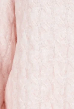 Roze Kabel Gebreide Trui met Lange Mouwen