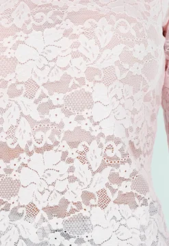 Roze Kanten Top met Lange Mouwen en Stretch
