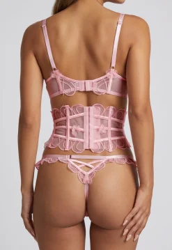 Roze Lingerie Set met Taille Korset En Beugel BH