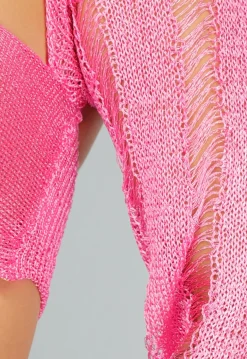 Roze Longsleeve See Through Co Ord Set