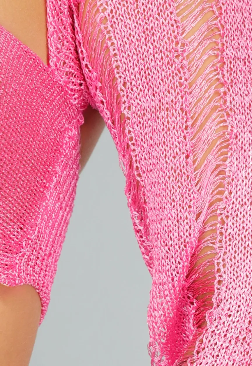 Roze Longsleeve See Through Co Ord Set
