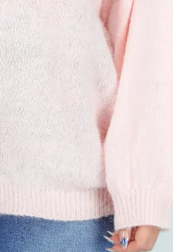 Roze One Shoulder Trui met Wijde Mouwen in Zachte Stof