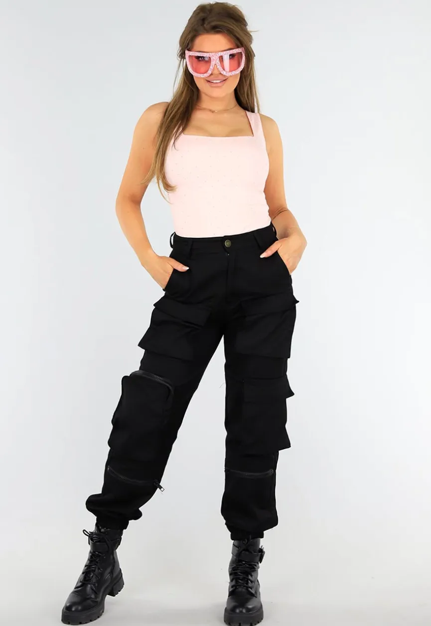 Roze Oversized Skibril Festival Zonnebril met Glitters