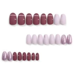 Roze Plaknagels met Glitter Details