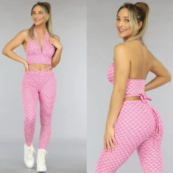 Roze Retro Halter Crop Top