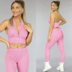 Roze Retro Halter Crop Top