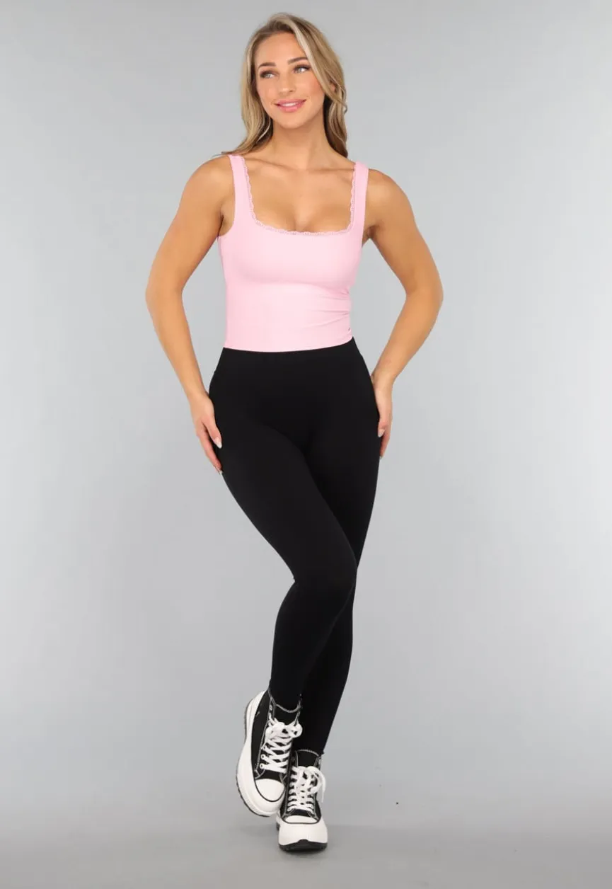 Roze Rib Croptop met Padding