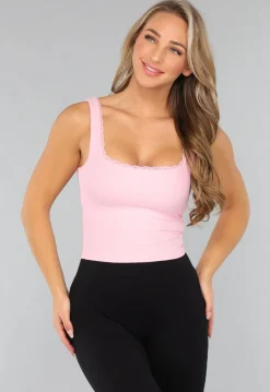 Roze Rib Croptop met Padding