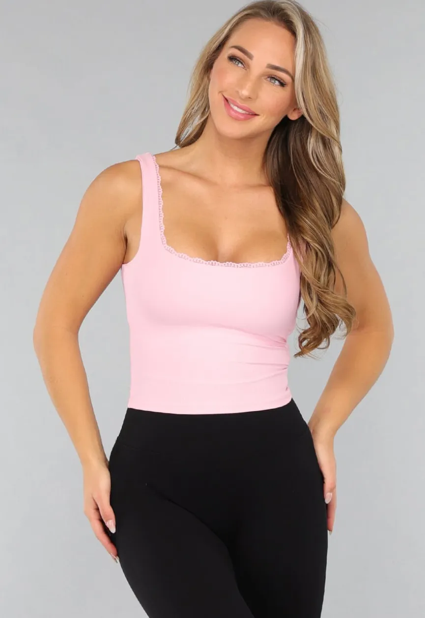 Roze Rib Croptop met Padding