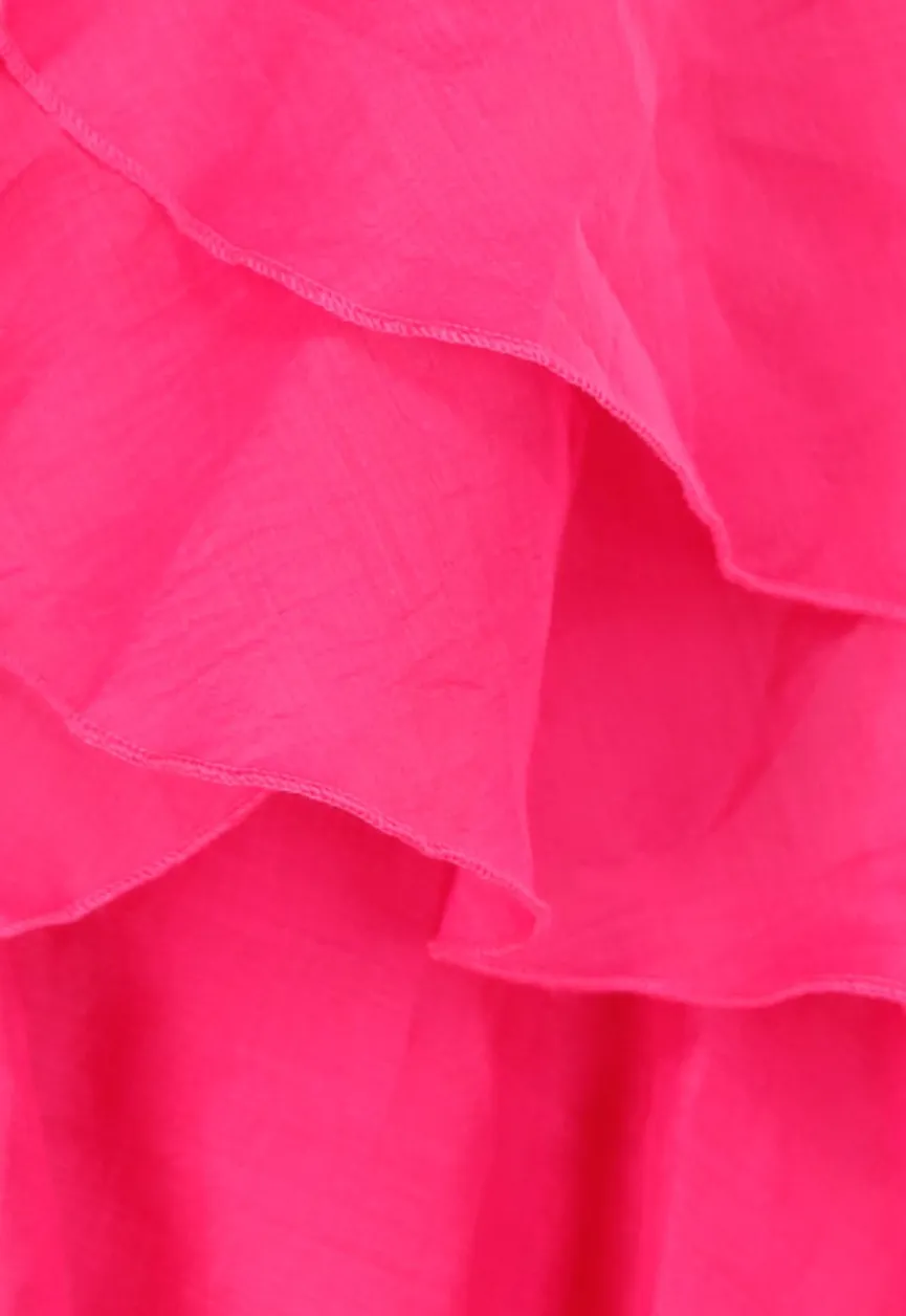 Roze Ruffle Jurk met Spaghettibandjes en