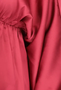 Roze Satijnen Jurk met Pofmouwen