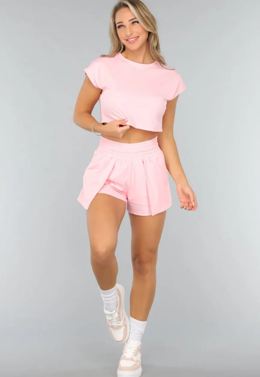 Roze Sportshort met Elastische Tailleband