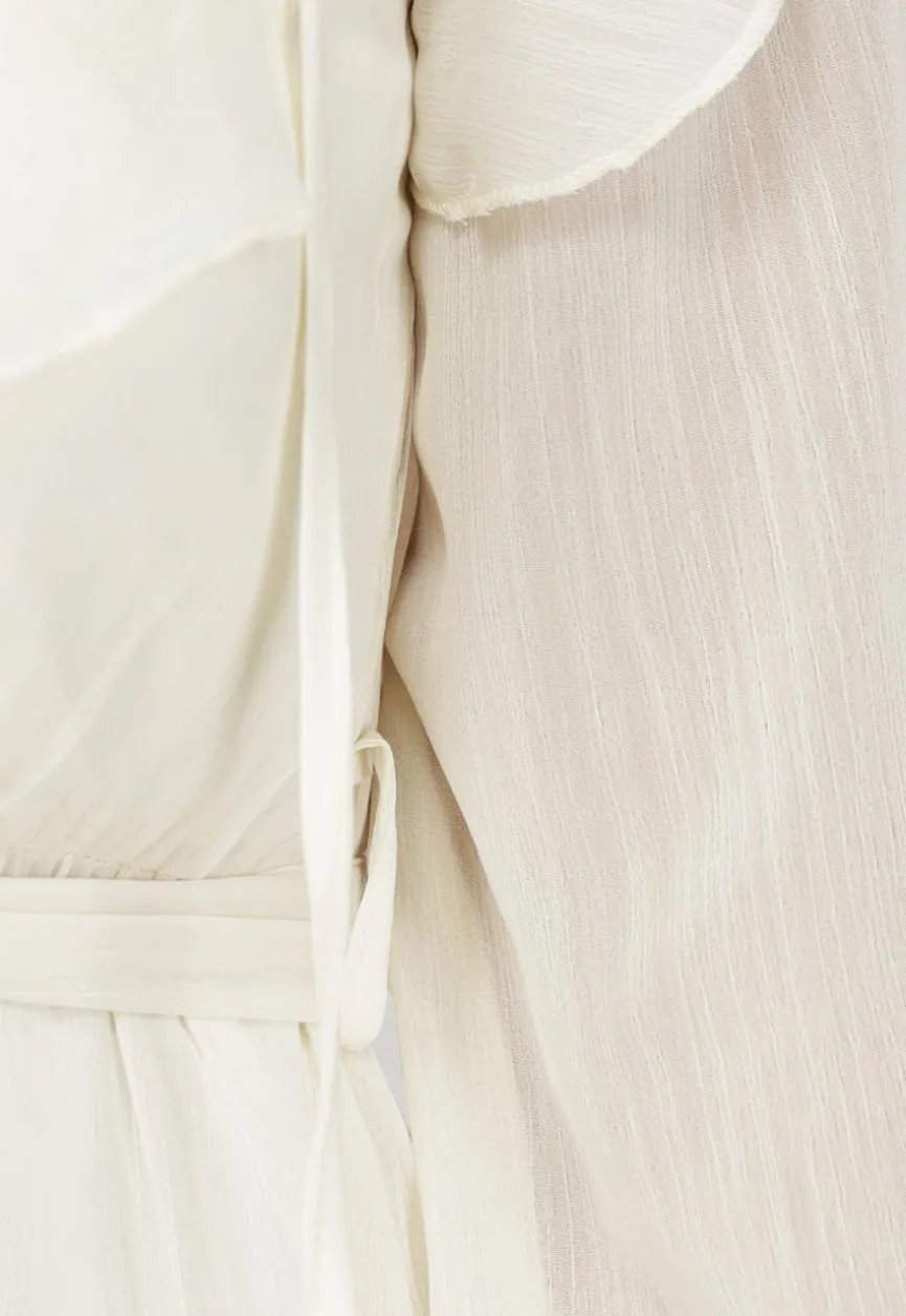 Ruched Maxi Jurk in Ecru