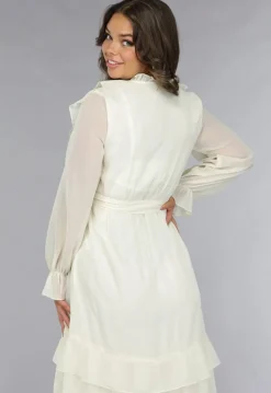 Ruched Maxi Jurk in Ecru