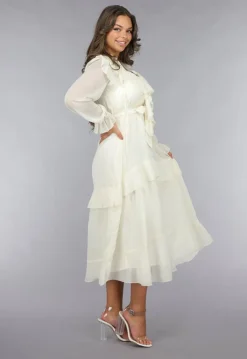 Ruched Maxi Jurk in Ecru