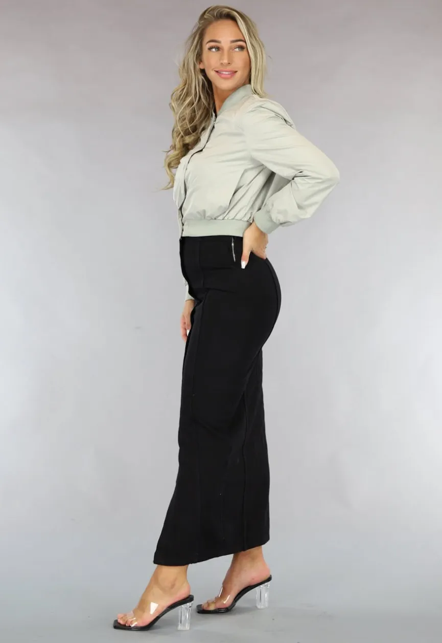 Salie Groene Cropped Bomber Jacket