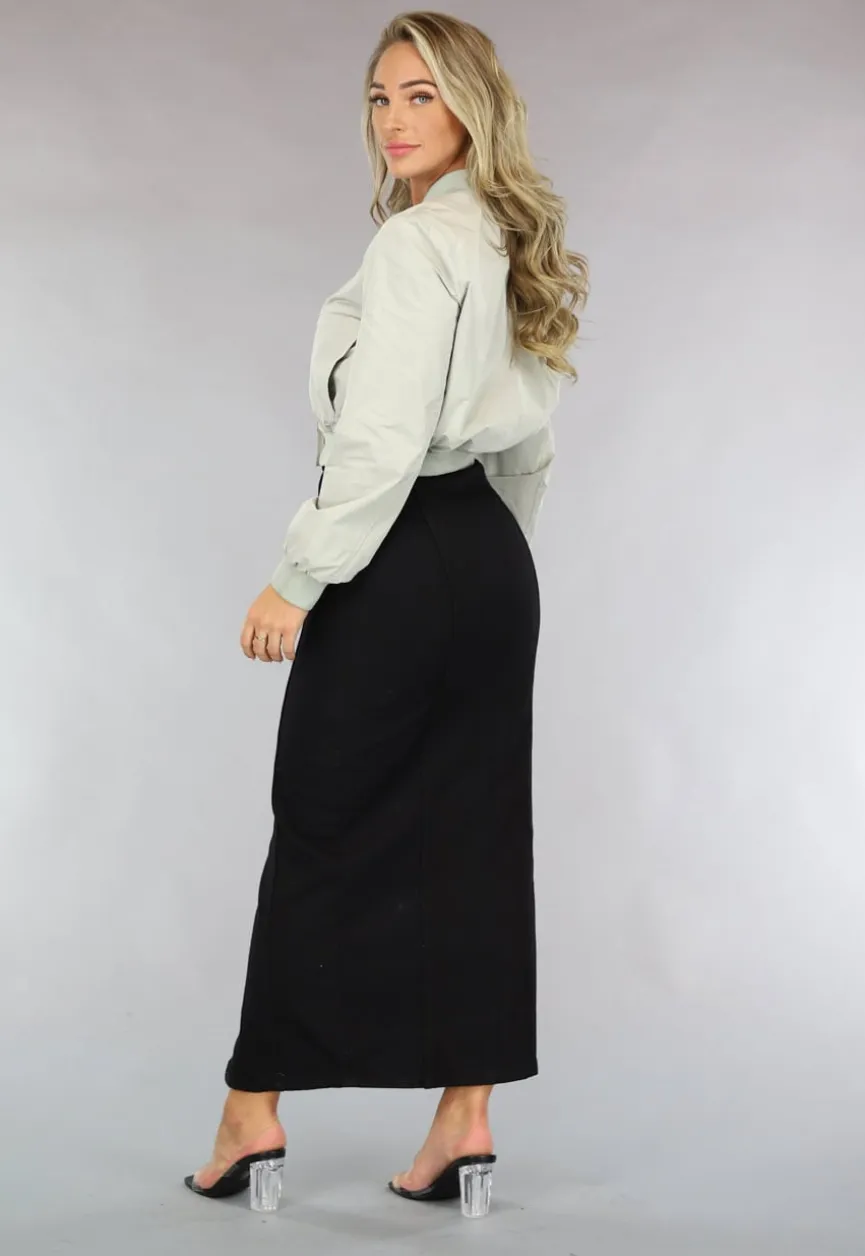 Salie Groene Cropped Bomber Jacket