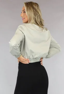 Salie Groene Cropped Bomber Jacket