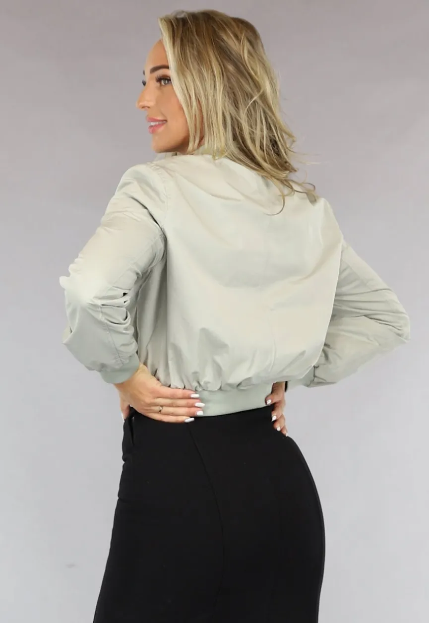 Salie Groene Cropped Bomber Jacket
