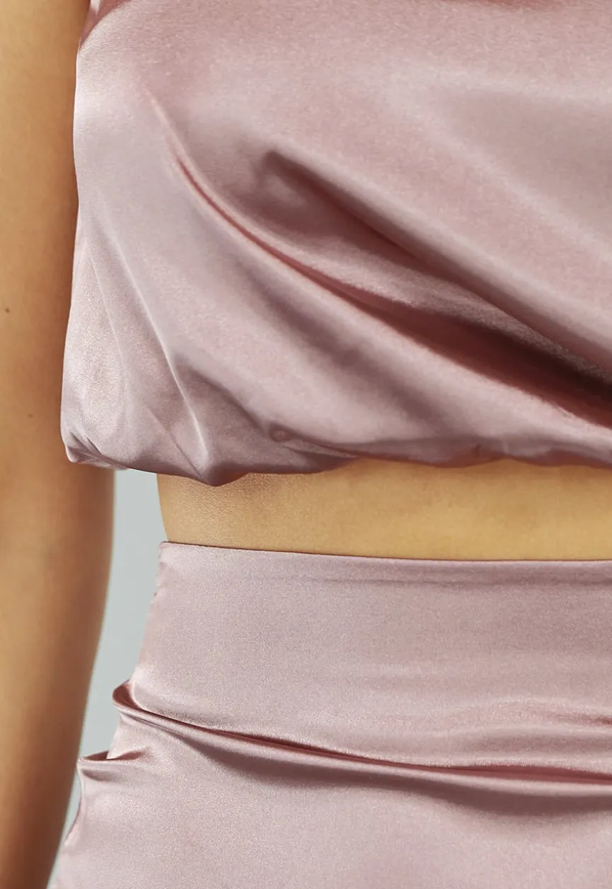 Satijnen Blush Roze Two Piece