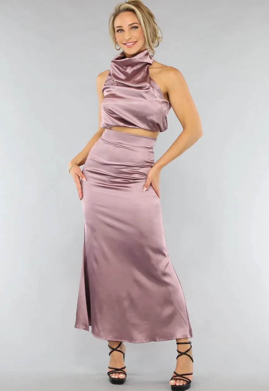 Satijnen Blush Roze Two Piece
