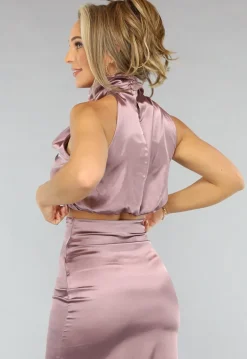 Satijnen Blush Roze Two Piece