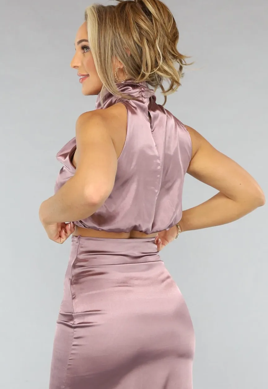 Satijnen Blush Roze Two Piece