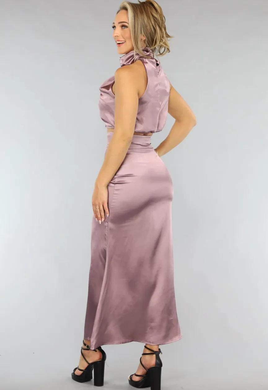 Satijnen Blush Roze Two Piece
