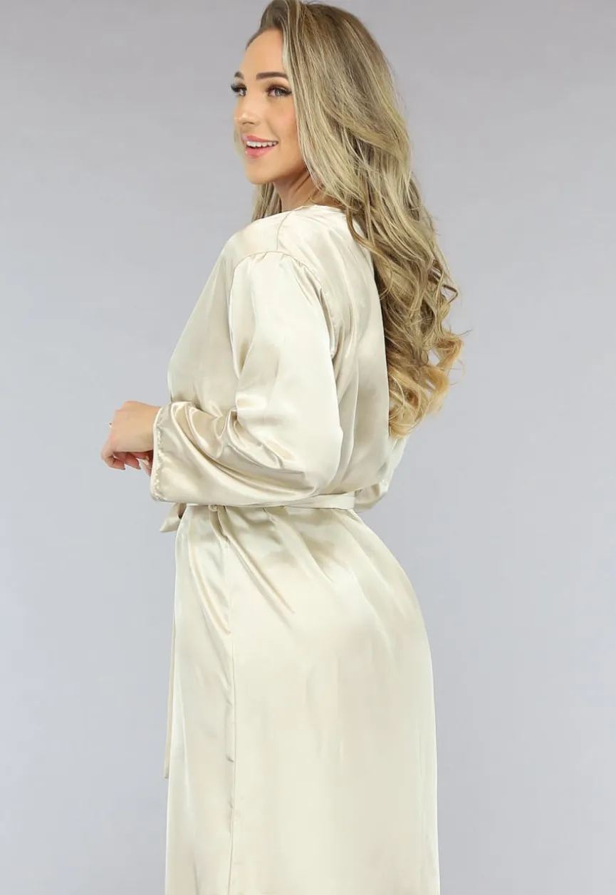 Satijnen Bridal Kimono Lang in Ivory