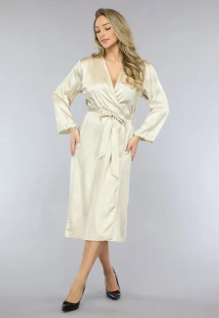 Satijnen Bridal Kimono Lang in Ivory