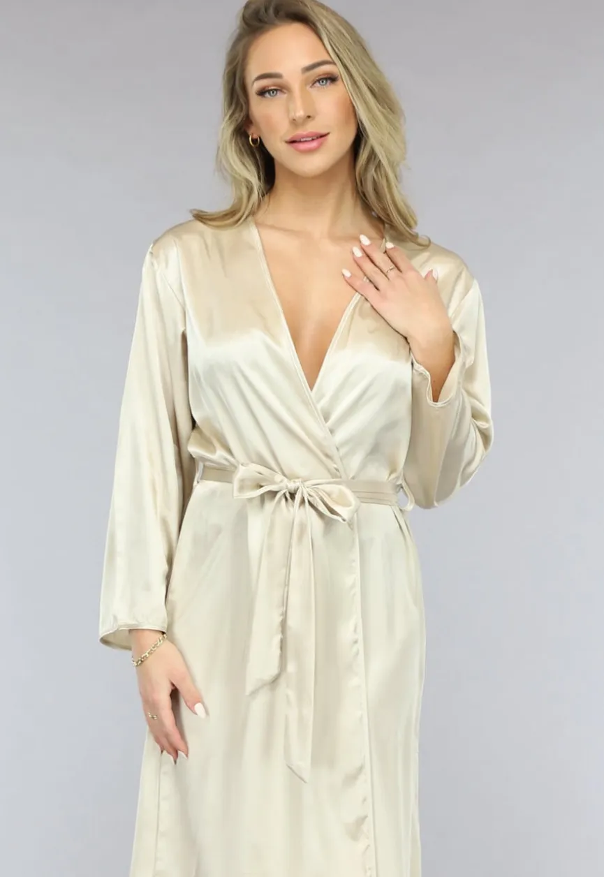 Satijnen Bridal Kimono Lang in Ivory