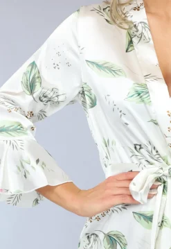 Satin Bloemen Kimono met Ruches