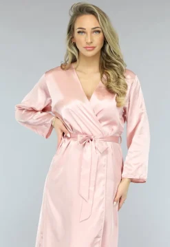 Satin Look Kimono Lang in Rosé