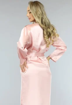 Satin Look Kimono Lang in Rosé