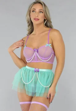 Schattige Kleurrijke Lingerie Set met Rokje