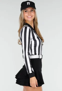 Scheidsrechter Kostuum met Zwart Wit Gestreepte Bodysuit Stretch