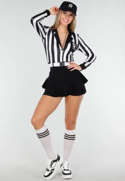 Scheidsrechter Kostuum met Zwart Wit Gestreepte Bodysuit Stretch