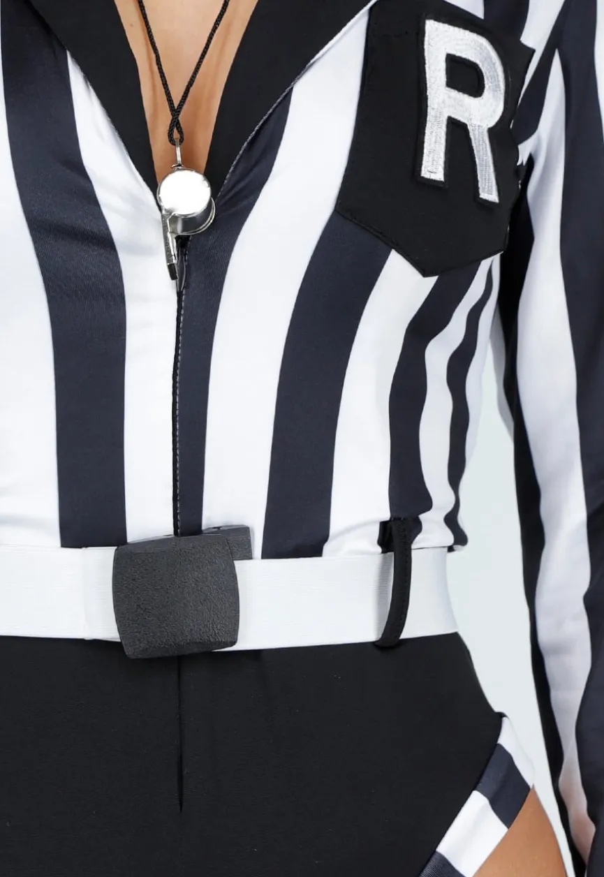 Scheidsrechter Kostuum met Zwart Wit Gestreepte Bodysuit Stretch