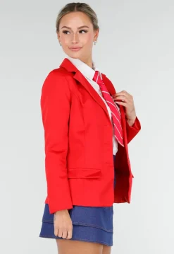 School Girl Uniform Kostuum met Rode Blazer en Stropdas