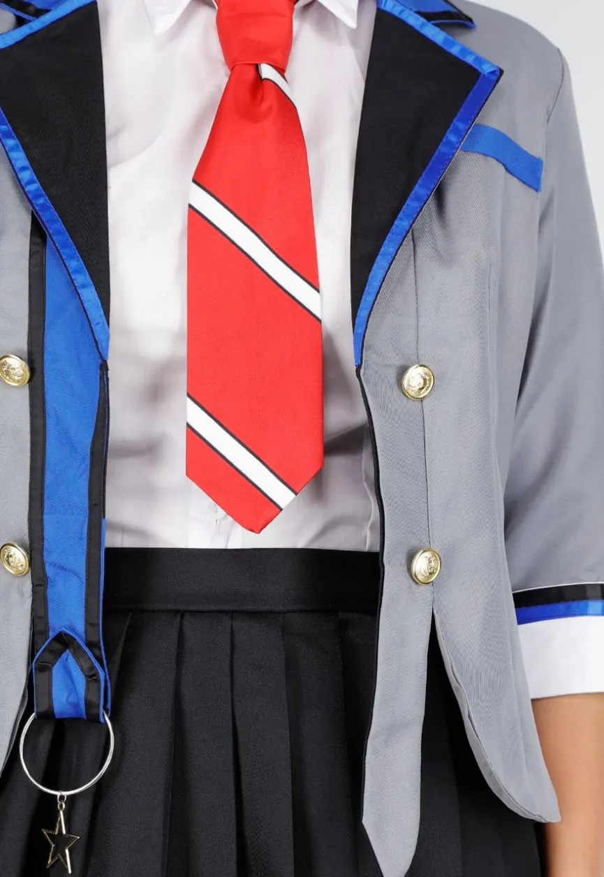 School Uniform Kostuum met Grijze Blazer Blouse Set met Rok en Stropdas