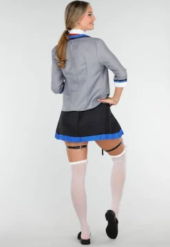 School Uniform Kostuum met Grijze Blazer Blouse Set met Rok en Stropdas