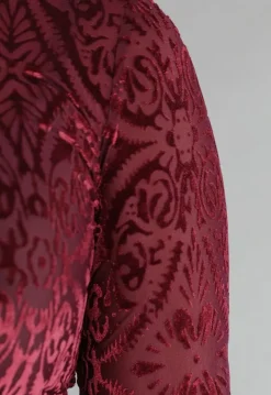 See Through Burgundy Top met Velvet Print