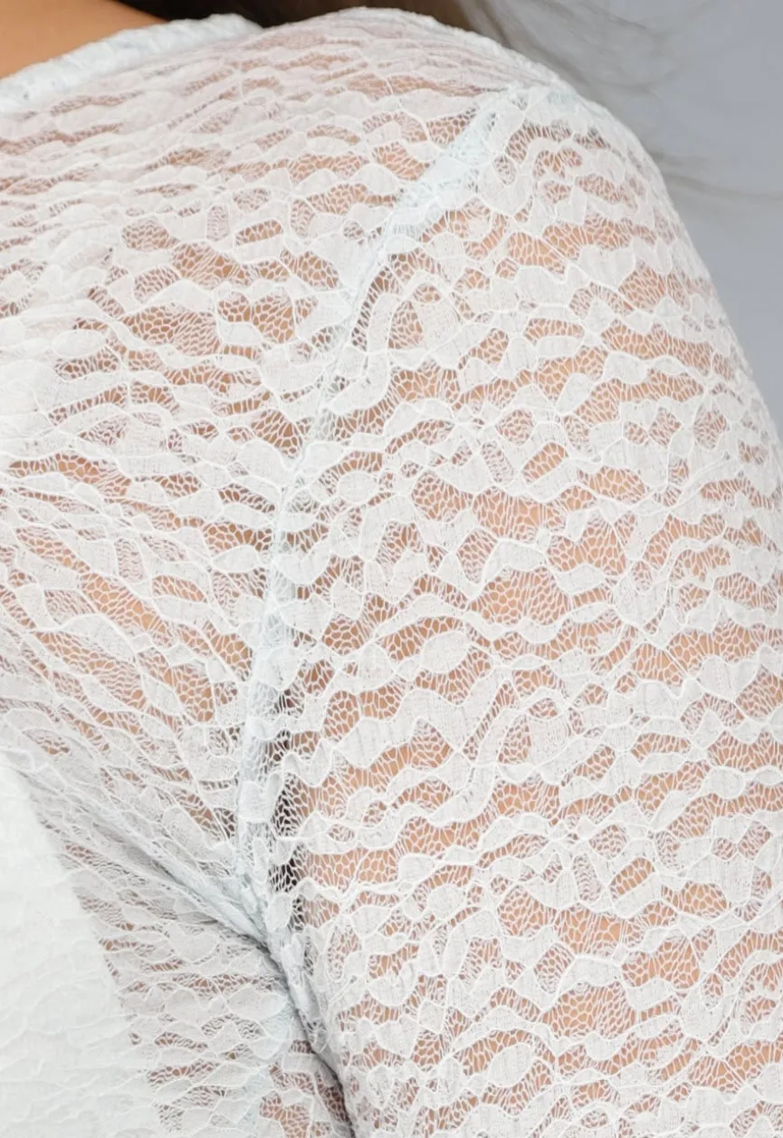 See Through Lichtblauwe Kanten Longsleeve Top