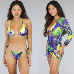 Sexy Jungle Print Bikini Set met Cover Up Jurk